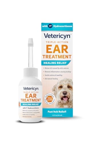 Vetericyn Triple-Action Ear Treatment for Dogs & Cats - 1% Hydrocortisone Ear Drops for Dog Ear Infection Relief - Fast Itch Relief & Healing with Otizyme Blend. 1.5 Ounce