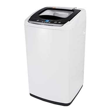 BLACK+DECKER 0.9 Cu. Ft. Portable Washer, 6.6 lb. Capacity Washing Machine for Homes & Apartments, 5 Wash Cycles, Quick Connect Sink Adapter and Drain Hose Included, Transparent Lid, BPWM09W, White
