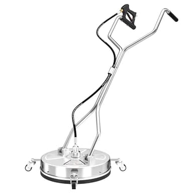 ZMRTDWO 18" Dual Handle Pressure Washer Surface Cleaner with 4 Wheels, 4000 PSI Max Stainless Steel Surface Cleaner for Pressure Washer, 3/8" Inlet Connector, for Concrete, Patio, Sidewalk, Deck