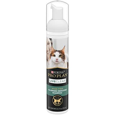 Purina Pro Plan Rinse Free, Allergen Reducing Dry Shampoo for Cats, LIVECLEAR Cleansing Foam - 8.5 oz.