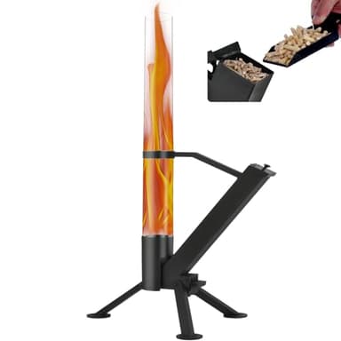 CHARMELEON Pellet Stove&Wood Pellet Fire Pits for Outside – Portable Wood Pellet Heater–Painted Stainless Steel Outdoor Fire Pit for Backyard – Fireplace for Camping Patio Garden Picnic–Matte Black-S