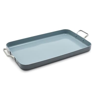 GreenPan Valencia Pro Ceramic Nonstick 18" x 11" Double Burner Griddle Pan, Hard Anodized PFAS-Free, Induction Ready Cookware, Compatible on All Cooktops, Dishwasher Safe, Oven Safe to 600F, Gray