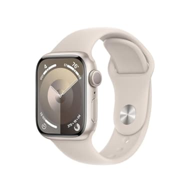 Apple Watch Series 9 [GPS 41mm] Starlight Aluminum Case with Starlight Sport Band, S/M (Renewed)