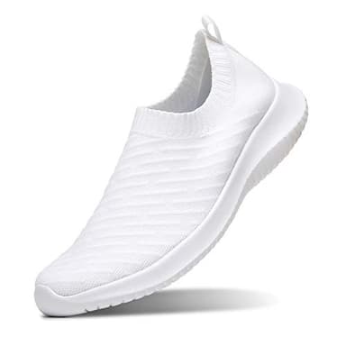 MAIITRIP Comfortable Shoes for Women Slip on Sneakers Walking Casual Lightweight Ladies Athletic Tennis Nursing Temple Shoes Fall,All White,Size 8