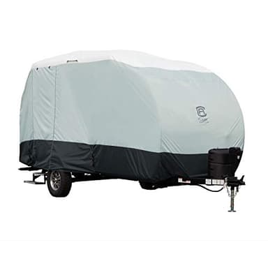 Classic Accessories RV SkyShield™ R-Pod Cover, 17'7"L x 78" W, Model 3, Durable, Tear-Resistant, Teardrop, Travel Trailer Storage Cover, Compatible with R-Pod Trailers, Black/Grey/White