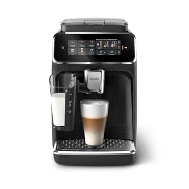 Philips 3300 Series Fully Automatic Espresso Machine with LatteGo Milk System and integrated grinder, 6 Hot & Iced Coffee Pre-Sets, 40% Quieter SilentBrew, 15-Bar Pressure, Glossy Black (EP3341/50)