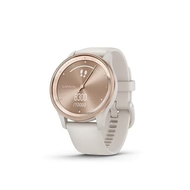 Garmin vívomove Trend, Stylish Hybrid Smartwatch, Long-Lasting Battery Life, Dynamic Watch Hands and Touchscreen Display, Peach Gold Stainless Steel Bezel with Ivory Case and Silicone Band
