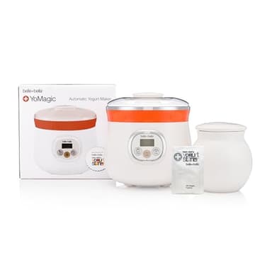 Belle + Bella YoMagic Automatic Yogurt Maker Kit with 1 Packet of Yogurt Starter - Simple, Delicious, Healthy Homemade Yogurt - Suitable for Use with Dairy & Non-Dairy Milk - Makes 1 quart/liter