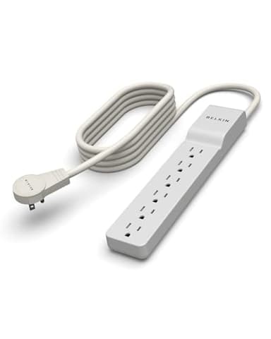 Belkin 6-Outlet Surge Protector Power Strip, 6ft Cord, 360° Rotating Plug - 1080 Joules Protection