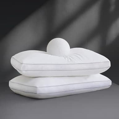 Yalamila Goose Down Bed Pillows Queen Size Set of 2 (White), Hotel Collection Pillows for Sleeping, Gusseted Pillow for Side, Back, or Stomach Sleepers, 20" x 30"