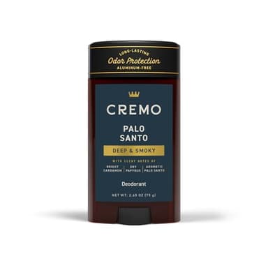 Cremo Palo Santo Aluminum Free Deodorant for Men, 48-hour Long Lasting Odor Protection, 2.65oz