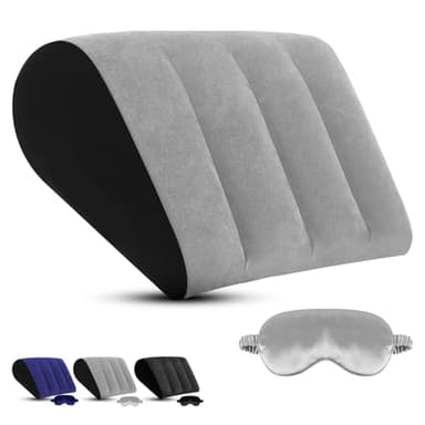 Inflatable Bed Wedge Pillow for Sleeping - Inflatable Wedge Pillow with Silk Eye Mask Set for Traveling,Leg Elevation,Back Support,Body Positioners,Lumbar Cushion for Post-Surgery Recovery,Camping Use