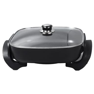 Electric Frying Pan with Transparent Lid, Stainless Steel, Large Capacity, Non-Stick, Multifunctional, 110V US Plug