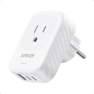 Anker Travel Adapter, European Travel Plug Adapter, US to Europe Internationl Travel Essentials, 2 AC, 1 USB A, 2 USB C for 15W, Compact Type E/F for iPhone, iPad, TUV Listed (Not for Type L/G) (2)