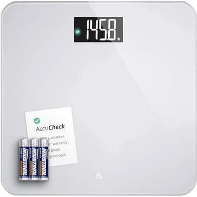 Greater Goods AccuCheck Digital Scale for Body Weight - Accurate Digital Bathroom Scale with High-Precision Sensors, Large Easy-to-Read Backlit Display, 400 lb Capacity, Auto Step-On (Gray)