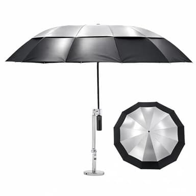 Sexlieu Magnetic Umbrella with Base Kit, Folding HVAC Umbrella with Magnetic Base & Clamp, Stay Cool and Dry for Rooftop & Construction(60in-Metallic Silver)