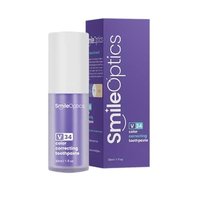SmileOptics Purple Toothpaste - V34 Teeth Whitening - Advanced Color Correcting Toothpaste V34 for Enhanced Brightening - 100ml Tube - Gentle Formula for Daily Use - Fluoride Free