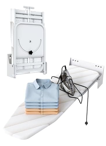 Nisorpa Wall Mounted Ironing Board 37.9" x 11.8", Compact Foldable Iron Board 180° Swivel, Space Saving Wall Ironing Board with Heat Resistant Cover for Laundry Room, Cloakroom, Apartment