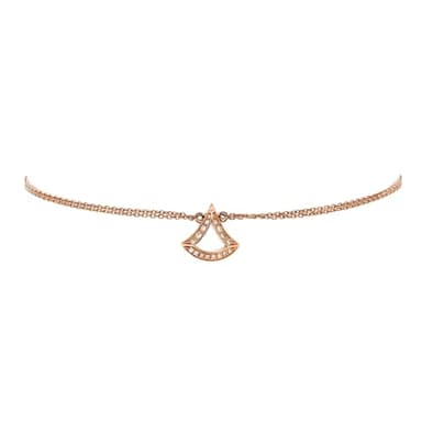 Bvlgari, Pre-Loved Divas' Dream Open Bracelet Necklace 18K Rose Gold and Diamonds, Rose Gold