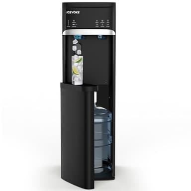 ICEVOKE 4-in-1 Self-Cleaning Water Dispenser with Ice Maker, Bottom Loading Hot & Cold Water Cooler for 5 Gallon Bottle - 22lbs/Day Ice Making - Child Safety Lock & Nightlight - for Home, Office