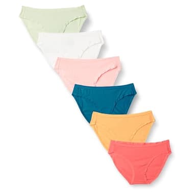 Amazon Essentials Women's Breathable Cotton Bikini Brief Underwear with Full Coverage, Pack of 6, Pretty Color Pops, X-Large