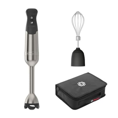 Vitamix 5-Speed Immersion Blender 3-Piece Bundle with Whisk Attachment and Storage Case, Professional-Grade Hand Blender with 625-Watt Motor and Stainless-Steel Blade, Stainless Steel/Black