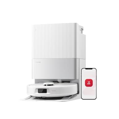 roborock Qrevo S5V Robot Vacuum and Mop, FlexiArm Edge Mopping, 12,000Pa Suction, Dual Zero-Tangle System, Smart Obstacle Avoidance, 10mm Mop Lifting, Auto Mop Washing & Warm Air Drying, White