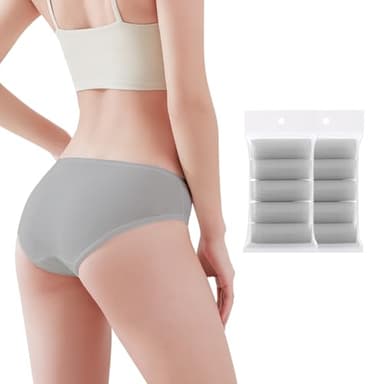 20/10/5 PackPack Women's Disposable 100% Cotton Underwear Ladies Briefs Panties for Travel Hotel Spa Hospital Stays Emergencies(Grey-10pcs,S)