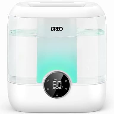 DREO 6L Top Fill Humidifiers for Bedroom, 60H Runtime 28 dB Quiet Supersized Cool Mist Air Humidifiers for Large Room, Baby Nursery, Plant, Indoor, Night Light, Easy to Clean, Precise Humidity Control