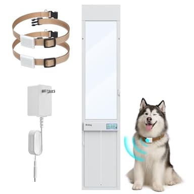 Automatic Sliding Glass Dog Door with Collar Sensor，X-Large Electric Doggy Door for Sliding Glass Doors, Adjustable 76" to 80-11/16" Slider Height, Anti-Pinch, Fits XLarge Dogs Up to 220 Lbs (XL)