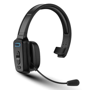 Bluetooth Headset, 60hrs AI Noise Canceling V5.2 Over Head Headphones, Single Ear Trucker Wireless Headset with Mic, Mute Button, Multipoint, for Phones PC Computer Truck Driver Office Work - Black
