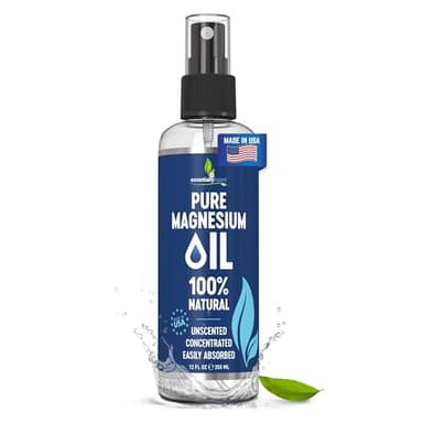 Pure Magnesium Oil Spray 12oz - Topical Magnesium Spray for Sleep & Feet - Extra Strength - USP Grade - 100% Natural and Organic Oil for Muscle Pain & Cramps - Less Sting - Less Itch - Made in USA