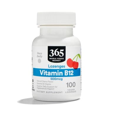 365 by Whole Foods Market, Vitamin B12 500mcg Lozenges, Natural Cherry Flavor, Vegan, 100 Count