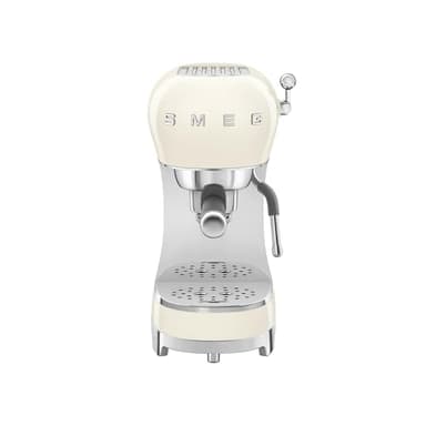Smeg ECF02 Italian Espresso Machine – Manual 15-Bar Coffee Maker, Made in Italy – Retro Design with Steam Wand (Cream)