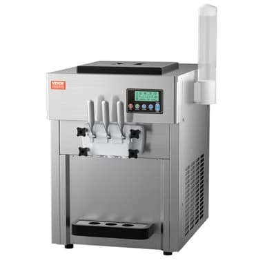 VEVOR Commercial Ice Cream Machine, 21 QT/H Soft Serve Ice Cream Maker with LCD Panel Auto Clean 3-Flavor Pre-cooling for Restaurant Snack Bar