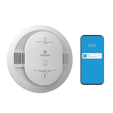 Kidde Smart Smoke and Carbon Monoxide Detector, Ring App Enabled for Real-Time Notifications, Wire-Free Interconnectivity, AA Battery Powered