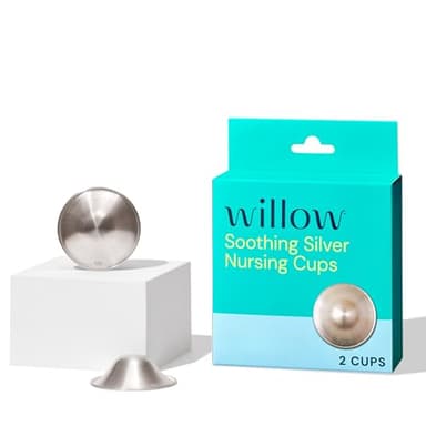 Willow - Silver Nursing Cups, 2 Pack, Breastfeeding Nipple Covers for Protection & BPA Free