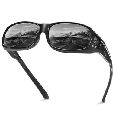 DUCO Polarized Wraparound Fitover Glasses Wear Over Sunglasses for Men Women UV Protection Sun Glasses 8954 (Black Frame Gray Lens)