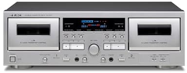 TEAC W-1200 Dual Cassette Deck with Recorder with USB Pitch Control Karaoke-Mic-in and Remote (Silver)