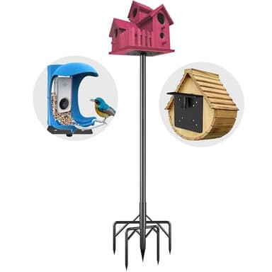 Bird Feeder Pole Stand,95 Inch Bird House Pole for Outdoors Heavy Duty,5 Base Prongs Adjustable Birds Feeder Stand for House