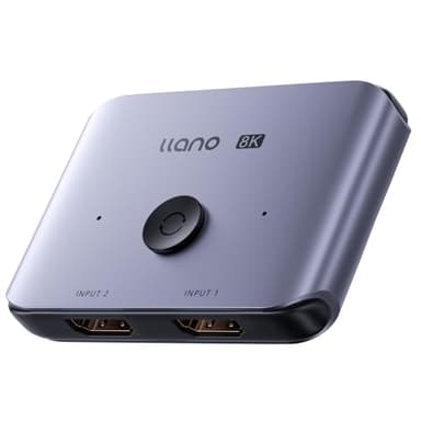 llano HDMI 2.1 Switch 2 in 1 Out 8K@60Hz 4K@120Hz, HDMI Switcher 48Gbps Bidirectional, Supports VRR HDR10 Dolby Atmos, for PS5 Xbox Apple TV Roku Switch 2, Aluminum Alloy Case