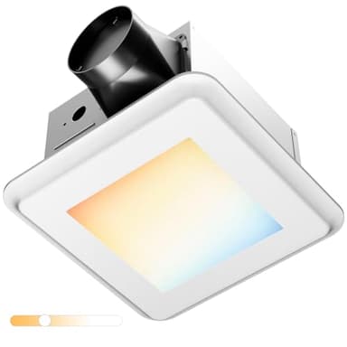 Amico Bathroom Exhaust Fan with Light, 80 CFM, 0.9 Sones, 1000LM, 5CCT, Easy Install, Ceiling Mount Shower Bathroom Fan, Adjustable Exhaust Vent with light, ETL & FCC Certified