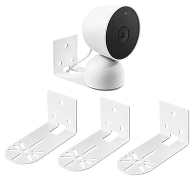 3 Pack Adhesive Metal Nest Camera Mount fits for Google Indoor Nest Security Cam 2nd Generation Wired, Adjustable Wall Mount Camera Bracket Holder for Optimal Viewing Angles, White