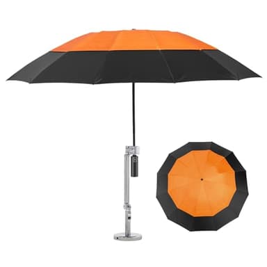 Sexlieu Magnetic Umbrella with Base Kit, Folding HVAC Umbrella with Magnetic Base & Clamp, Stay Cool and Dry for Rooftop & Construction(60in-Orange)