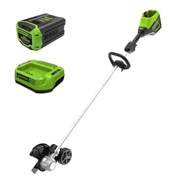 Greenworks 60V 8" Brushless Cordless Edger with 2.0Ah Battery & Charger – Tool-Free Depth Adjustment, Lightweight Lawn Edging Tool, 4-Year Warranty