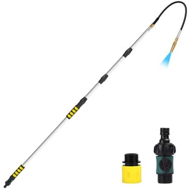 Orvella 20FT Reach Telescopic Gutter Cleaning Tools from Ground, Rain Gutter Cleaner Tool with Garden Hose Attachment and Bendable Sprayer Wand