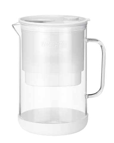 Waterdrop PT-09W 10-Cup Large Glass Water Filter Pitcher, Eco-Friendly, NSF/ANSI 53, 42 & 372 Certified Filter, Reduces PFOA/PFOS, Chlorine, Cadmium, Copper & Mercury, BPA-Free, Easy to Clean, White