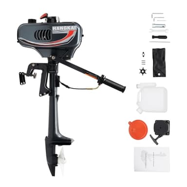 HANGKAI Outboard Motor, 2-Stroke 3.5HP Heavy Duty Fishing Boat Engine, Manual Start Boat Engine, Outboard Boat Motor Short Shaft Boat Motor with CDI Ignition System Water Cooling System