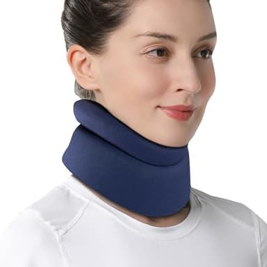 VELPEAU Neck Brace for Neck Pain and Support - Soft Cervical Collar for Sleeping in Bed, Snoozing, Sleeping Upright, Anti-Snoring, Sleep Apnea for Women & Men (Blue, Comfort Version, Medium: 11.5-14"/3″)
