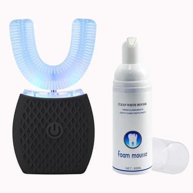 MAYBUY Ultrasonic Automatic Toothbrush for Adult, 360° Electric Sonic Toothbrush Teeth Whitening Kit with Automatic Timer, Wireless Charging Washable Travel Or Home (Black)